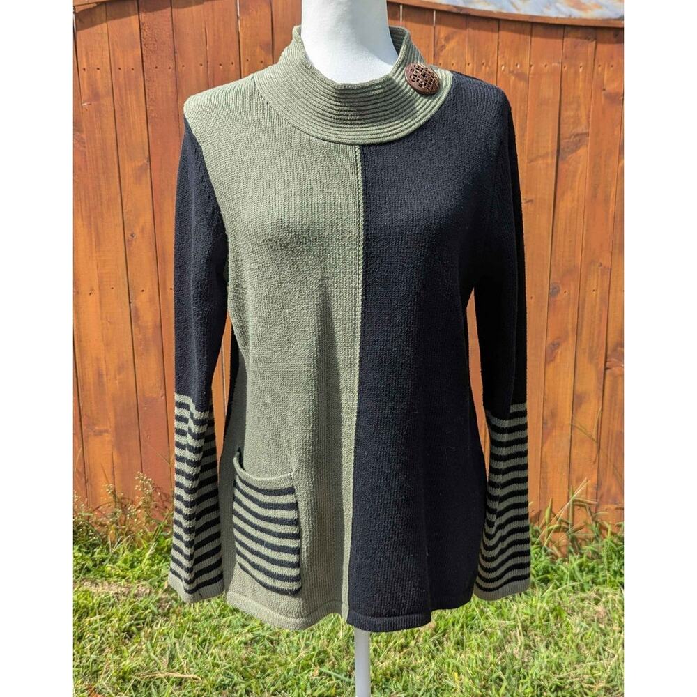 Women's Boho Chic Color Block Stripey Blouse Librarian Core Cozy